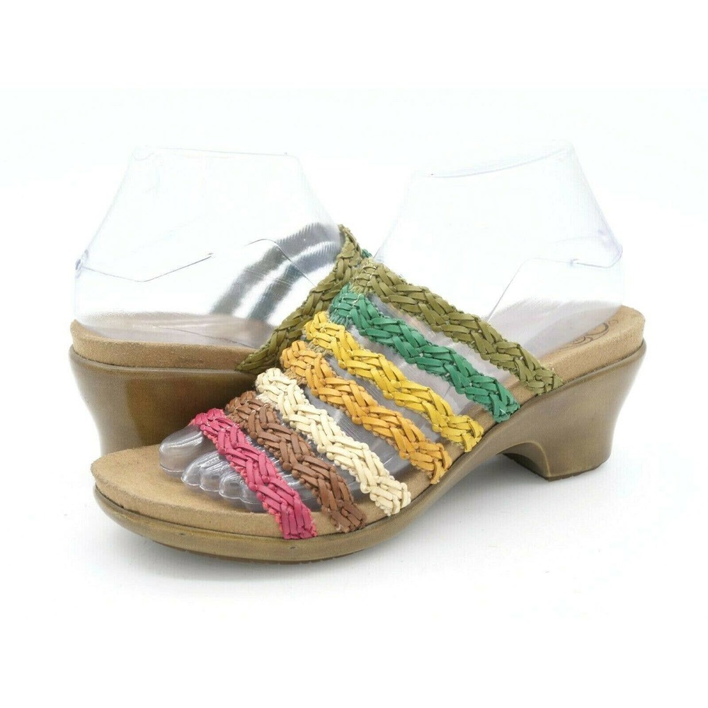 Umberto Raffini Pamela Sandals Women 7.5 Multicolor Strappy Slide Wedge Open Toe